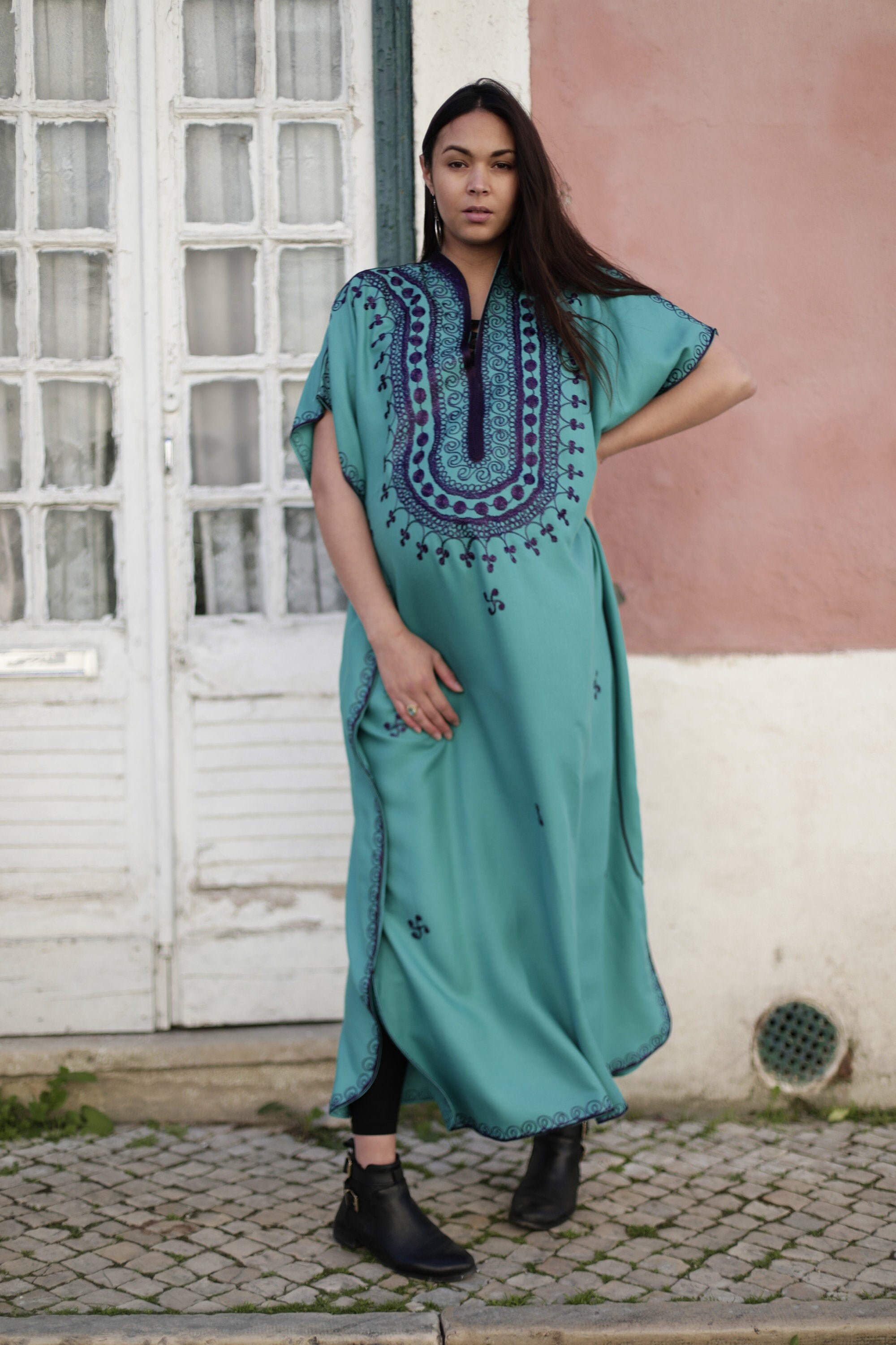 Turquoise Blue Maternity Caftan Kaftan Berber -Lounge wear,resort kaftan, baby shower gifts