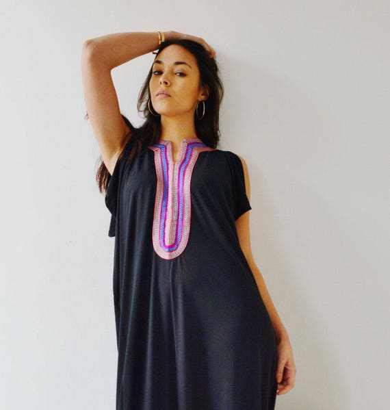 PREORDER-Summer Kaftan Caftan- Black Marrakech Bohochic Tee Kaftan Caftan,home dress,beach kaftan lounge dress, holiday dress, gift for her