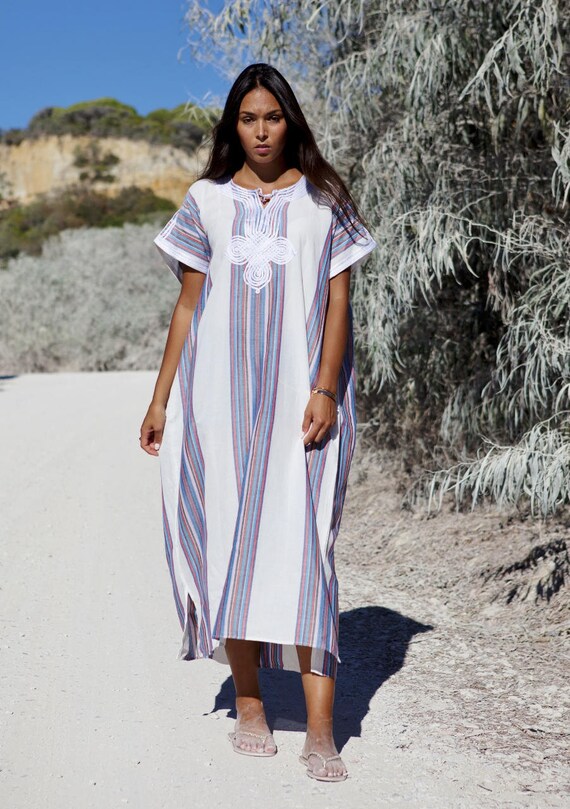 Spring White Kaftan, Bedouin Resort Caftan Kaftan-loungewear,beachwear,cover ups,resortwear, maternity,birthday gifts,beach kaftan,  gifts,