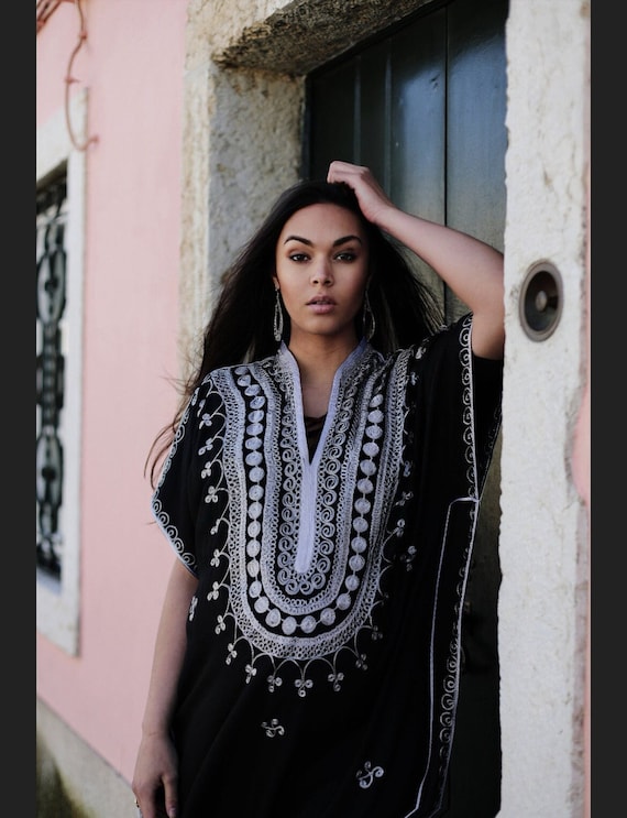 Black Caftan Kaftan Berber Lounge resort kaftan gift for her oversize dress stay home loungewear cruise holiday dresss summer dress