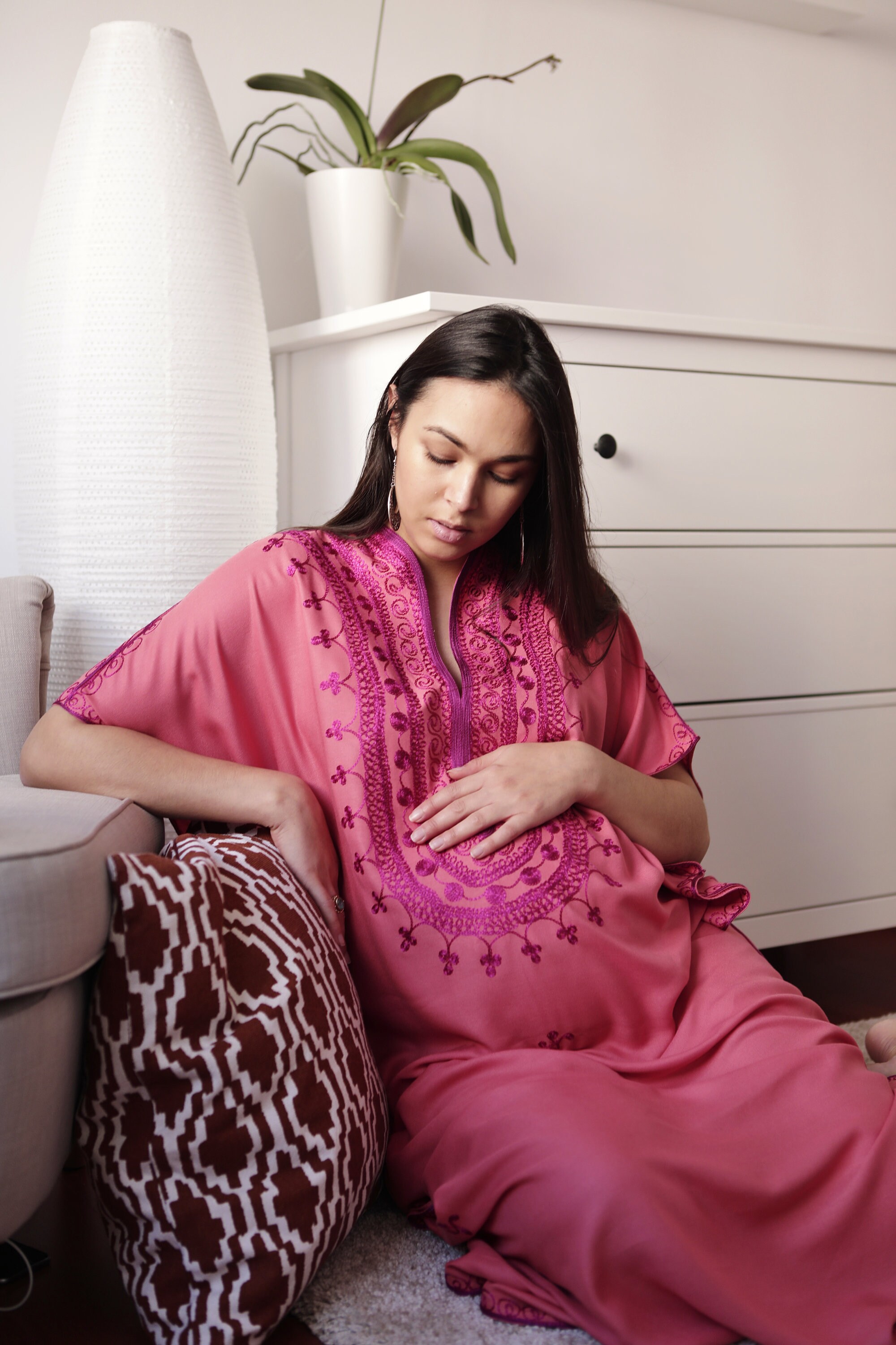 Pink Maternity Caftan Kaftan Berber Lounge wear,resort kaftan, baby