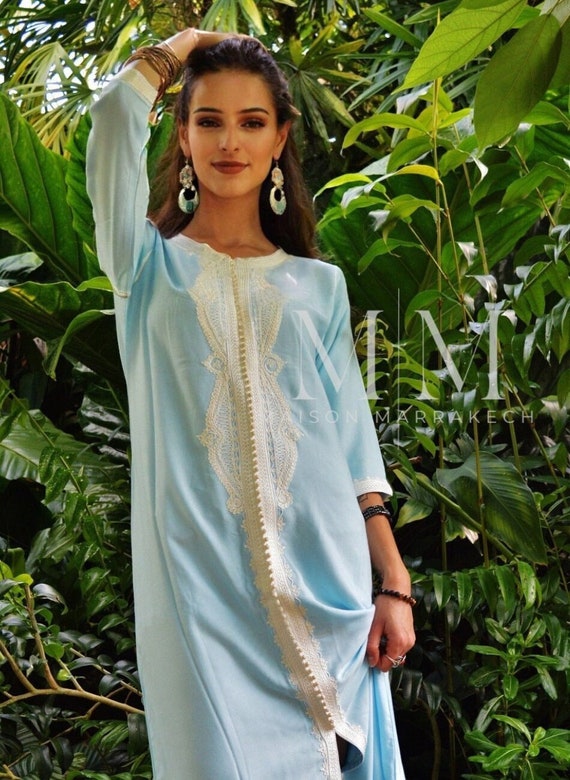 Spring Dress Kaftan, Sky Blue Lella Kaftan- caftan,resortwear, beach cover ups, birthday gifts, moroccan kaftan,Easter,,,Gifts for her