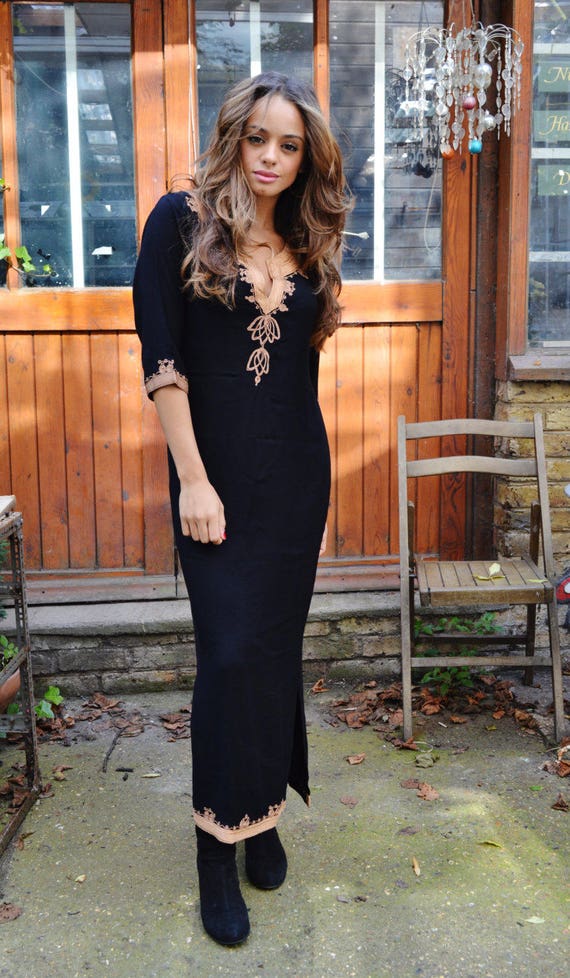 NEW Black with Caramel Brown Caftan Kaftan Dress -Khalia  -loungewear,resortwear,  , Birthdays, Abaya,Maternity Gifts,beach kaftan,,,,,Eid