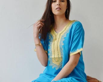 Spring Dress Turquoise Resort Caftan Kaftan- dress, Resort Kaftan, beach coverup,loungewear, maxi dresses, birthdays,  gift,,Gifts for her