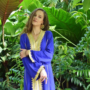 Spring Kaftan, Blue Gold Naima Kaftan caftan,resortwear, beach cover ups, birthday gifts, moroccan kaftan, , , gifts,,,,Gifts for her image 4