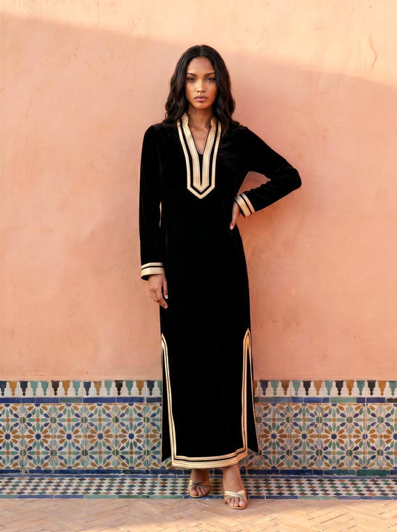 Summer Mariam  Black Caftan Kaftan - giftswear,resortwear,spa robe, dress, Birthdays or Maternity Gifts, , loungewearSummer dress,holiday