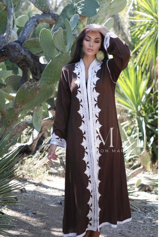 Autumn Kaftan Trendy Finds Clothing Brown & White kaftan Maxi Dress- Karima-loungewear, home dress,beach kaftan,gift for her,christmas