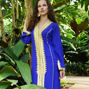 Spring Kaftan, Blue Gold Naima Kaftan caftan,resortwear, beach cover ups, birthday gifts, moroccan kaftan, , , gifts,,,,Gifts for her image 8