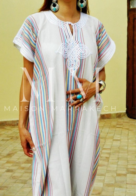 Spring White Kaftan Caftan, Bedouin-loungewear,beachwear, birthday gift,home dress,beach cover ups,  dress, gift for her,summer dress,Eid