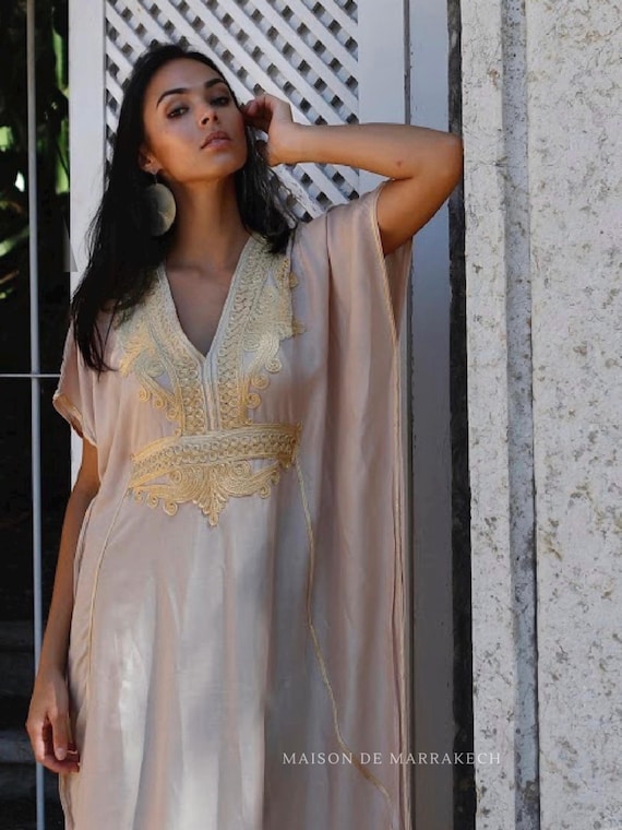 Original Beige Marrakech Resort Caftan Kaftan dress- loungewear, maxi dress,birthdays, honeymoon,maternity gift,Gifts for her,home dress,Eid