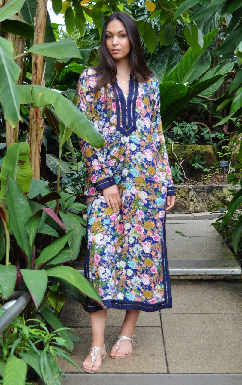 Floral Mariam Caftan Kaftan Blue Loungewearresortwear