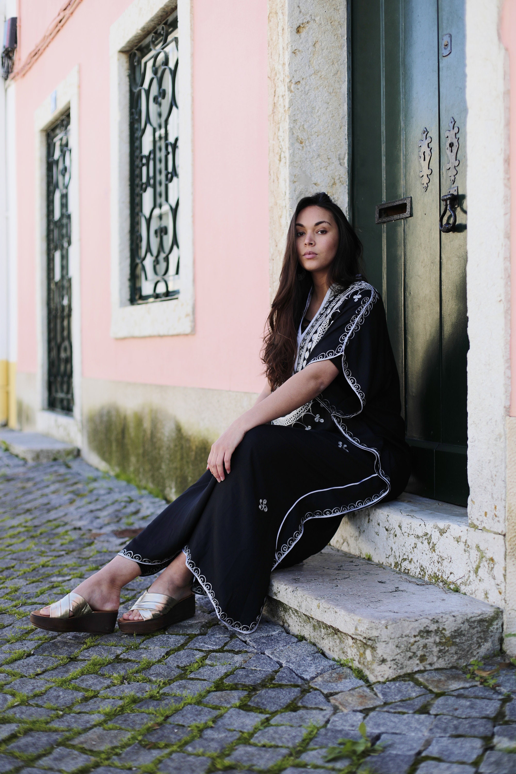 Black Maternity Caftan Kaftan Berber Lounge Wear Resort Kaftan Baby