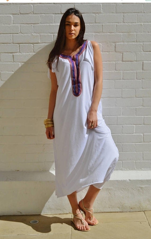 10% OFF // White Tee Boho kaftan caftan-loungewear,resortwear  dress, maxi dress, beach cover ups, ,  dress,,Spring gifts,,Gifts for her