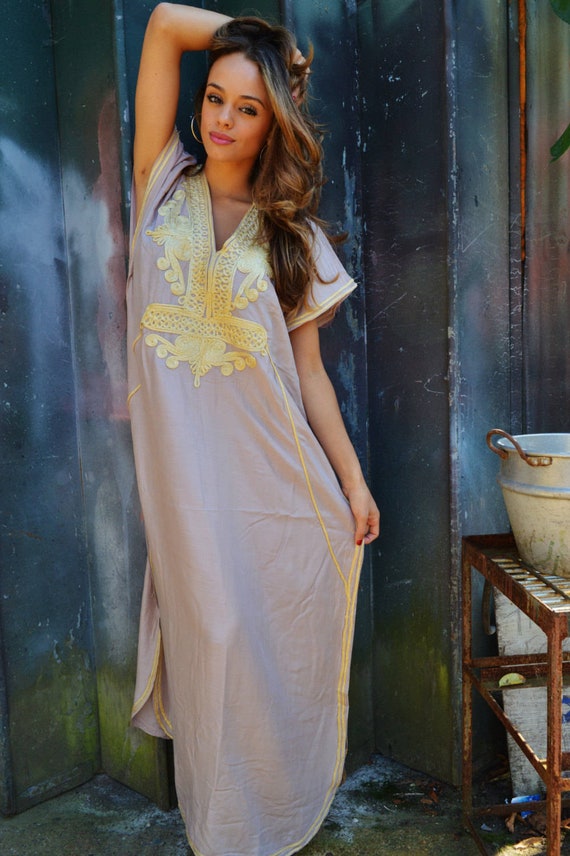 Summer Kaftan Dress Beige Gold  Marrakech Resort Caftan-beach kaftan, Resort Kaftan, maxi dress, birthday gifts,vacation dress, cruise,