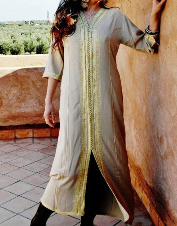 gift, Summer Dress Kaftan Beige Caftan Kaftan - Naima-loungewear,resortwear ,Maternity Gifts, dress,beach kaftan, gift for her,ramadan,eid