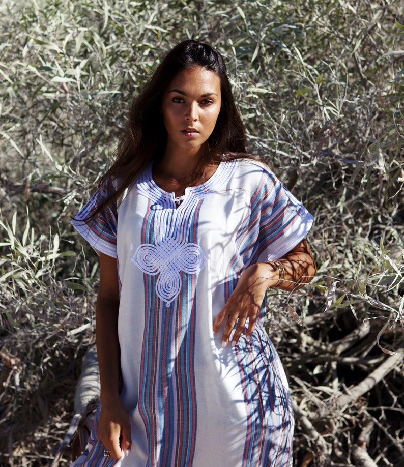 White Bedouin Kaftan Dress Caftan Resort Kaftan Loungewear Etsy