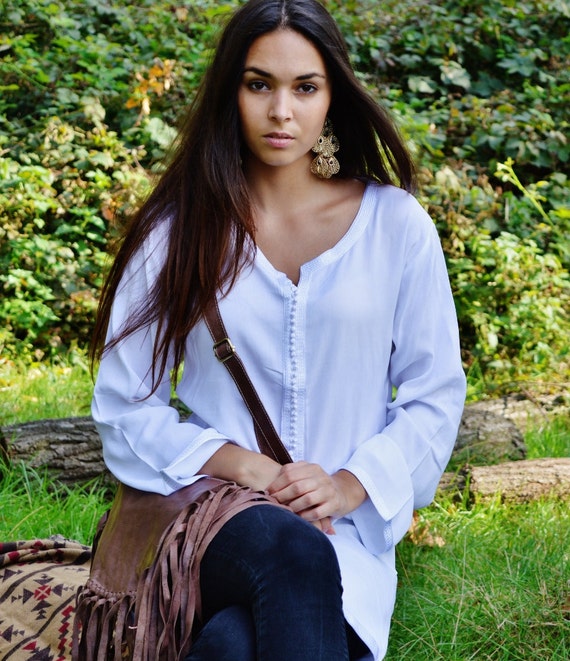 Spring White Magrib Shirt -perfect  casualwear, loungewear, as birthday, honeymoon gifts for her, resortwear, moroccan shirt,,Gifts for her