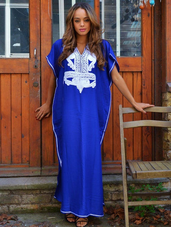 blue and white caftan