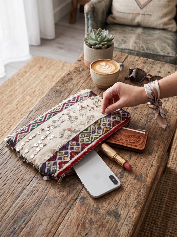 Seasonal Gift Ideas, Moroccan boho white Hand Clutch Berber style-bag, tote, handbag, purse, holiday gifts, gifts for her,birthday gift