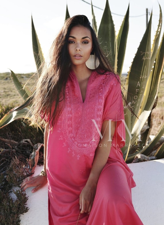 PREORDER-Summer Pink Caftan Kaftan Berber -Hospital dress, hospital recovery kaftan, home kaftan, lounge dress,summer dress,Eid