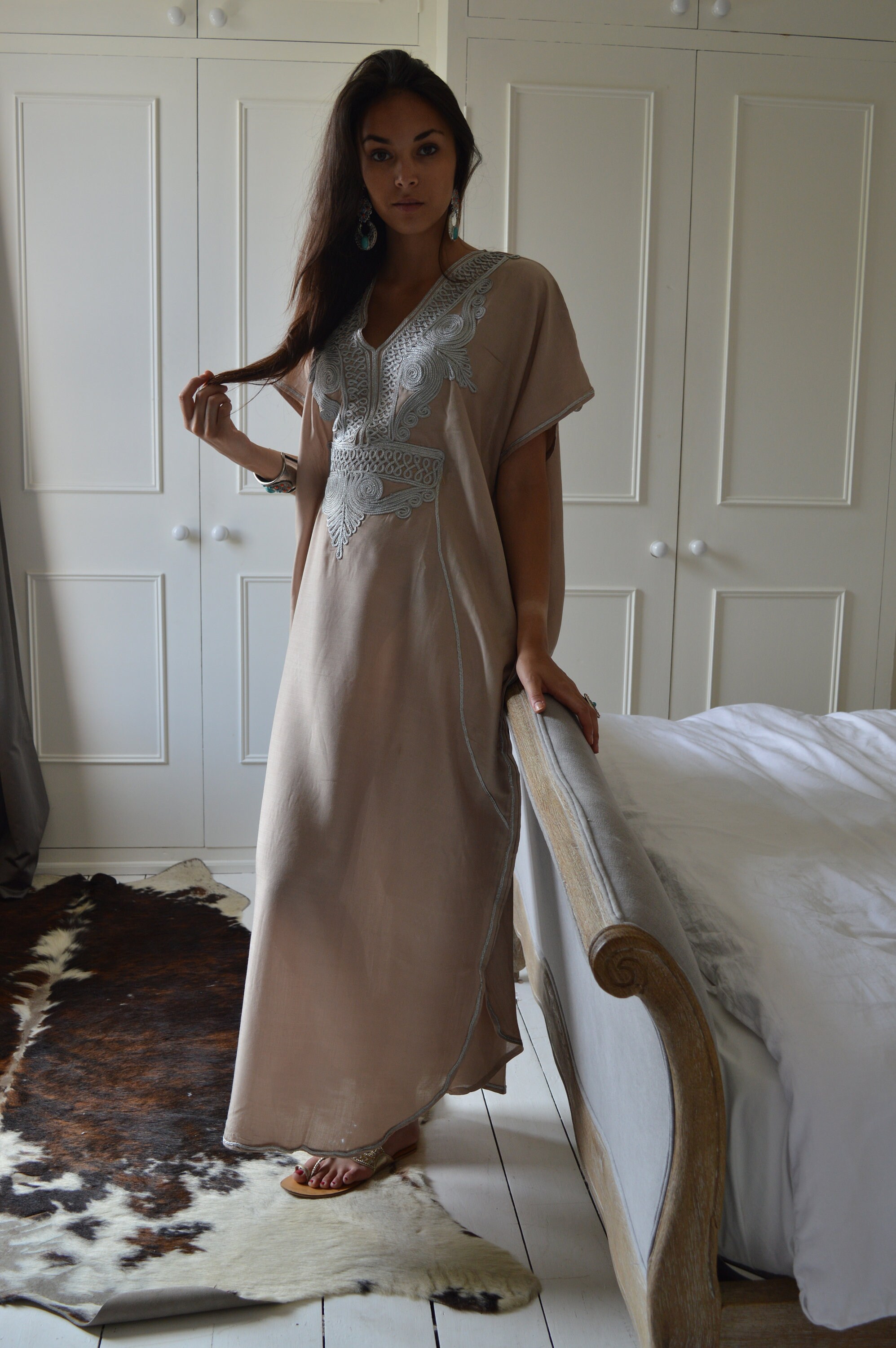 Spring Kaftan, Moroccan Beige Beach Caftan beach cover up, resortwear