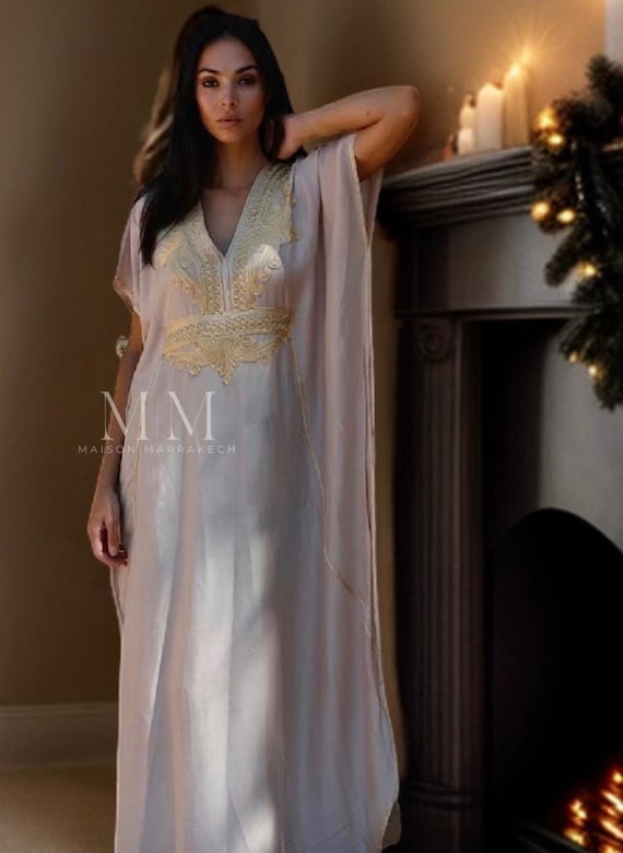 Etsy's Pick Gift-Spring Summer Kaftan, Beige Marrakech Resort Caftan-party dress,holiday dress,gift for her,home dress,moroccan kaftan,Eid