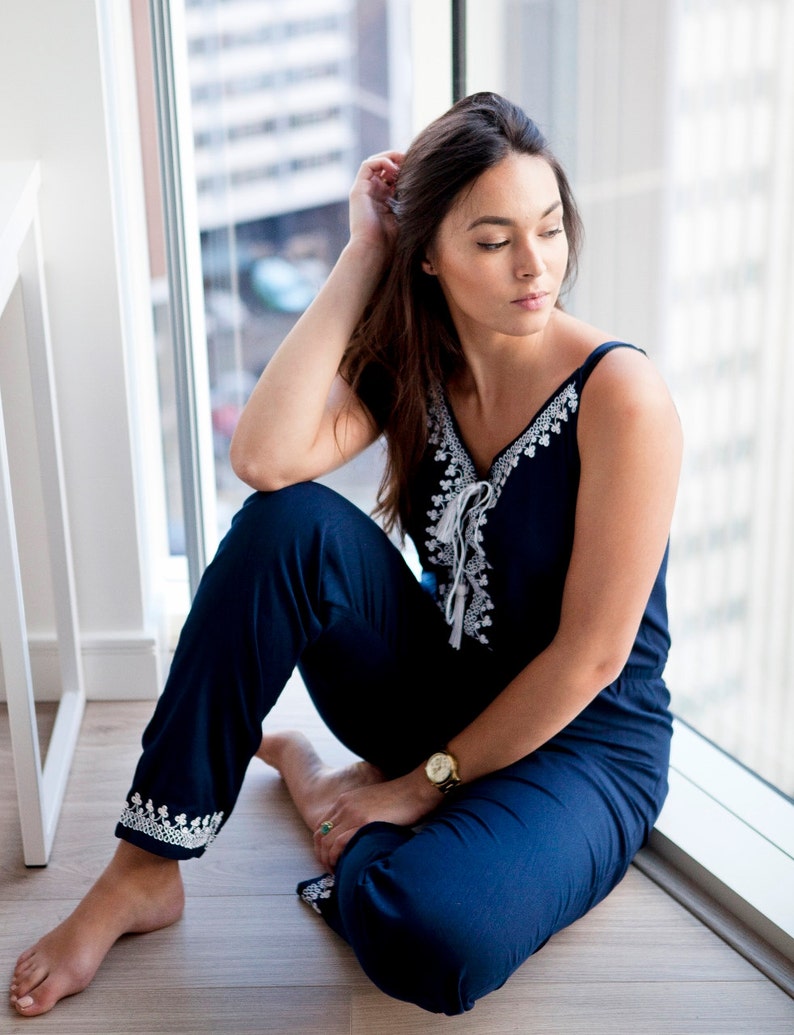 Summer Summer Navy Blue Jumpsuit Kara Jumpsuit bohemian Etsy