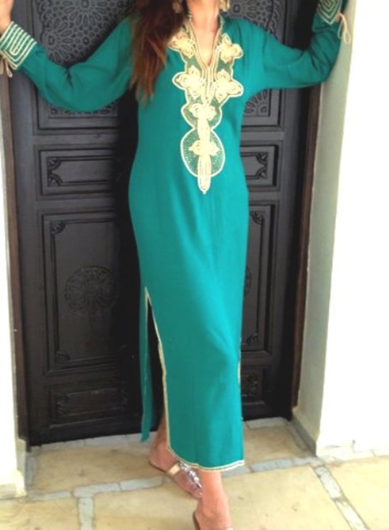 emerald green caftan