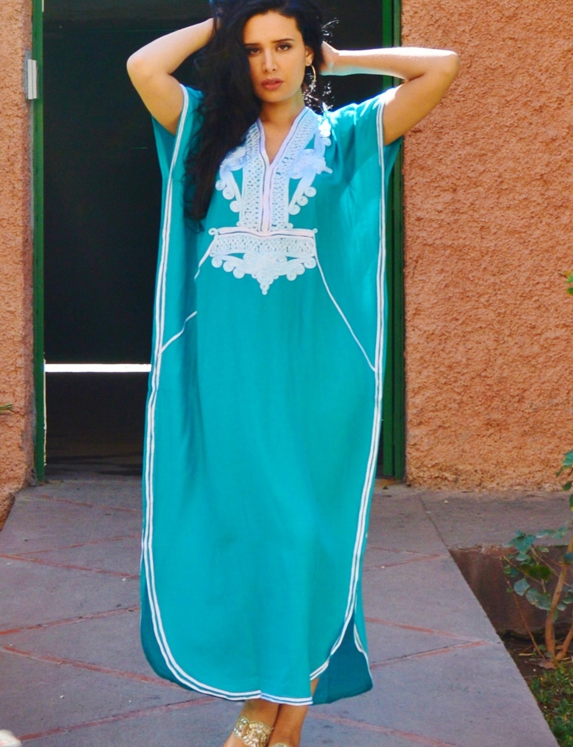 emerald green caftan