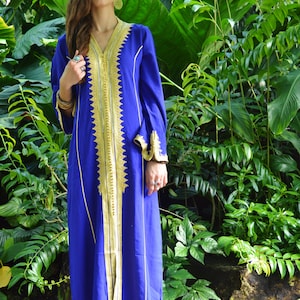 Spring Kaftan, Blue Gold Naima Kaftan caftan,resortwear, beach cover ups, birthday gifts, moroccan kaftan, , , gifts,,,,Gifts for her image 5