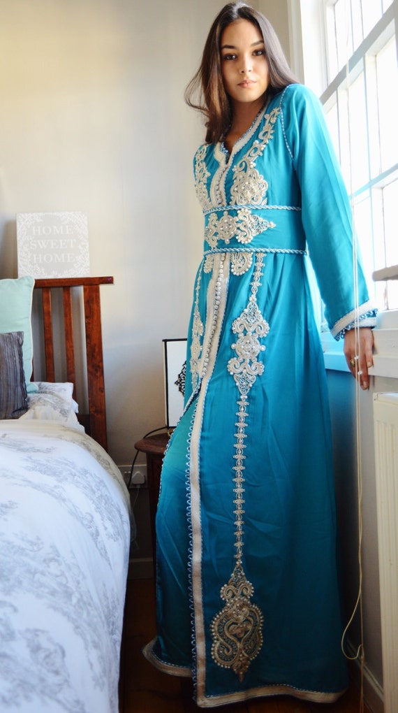 Caftan bleu 2025 turquoise