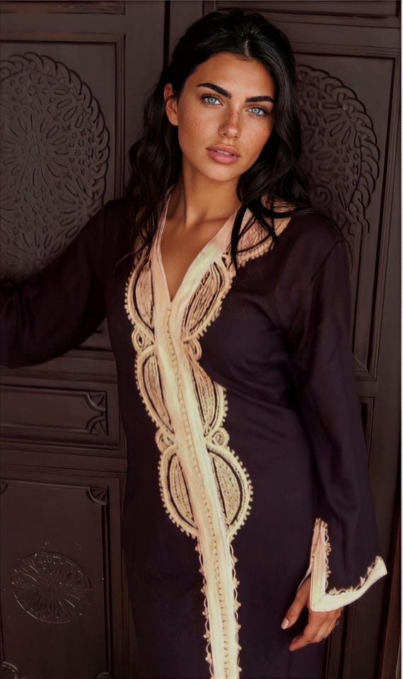 Black Caftan Kaftan Maxi Dress -Lella  Style -Luxury loungewear, as resortwear,spa robe, resort dress, holiday, lounge dress, birthday gifts