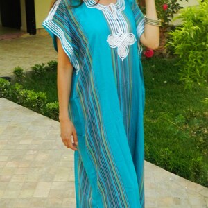 Caftan Kaftan Loungewear Turquoise as loungewear, as beachwear, as spa robe, Valentine's day, Birthday & Honeymoon gifts,beach kaftan,, image 4