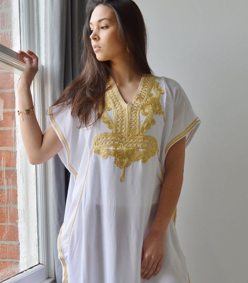 Winter Resort Caftan Kaftan Marrakech christmas gifts resort wearwea, White Gold Embroidery dress,beach kaftan, beach cover ups