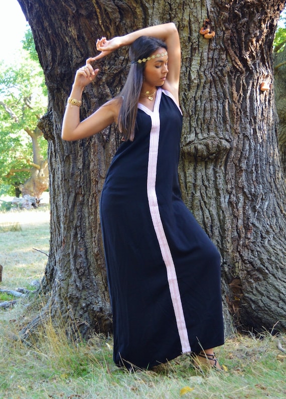 Summer Black non-sleeve boho Caftan Kaftan Maxi Dress Sahra -beach wear, resort wear, beach cover ups, caftan dresses, kaftan,,,summer dress