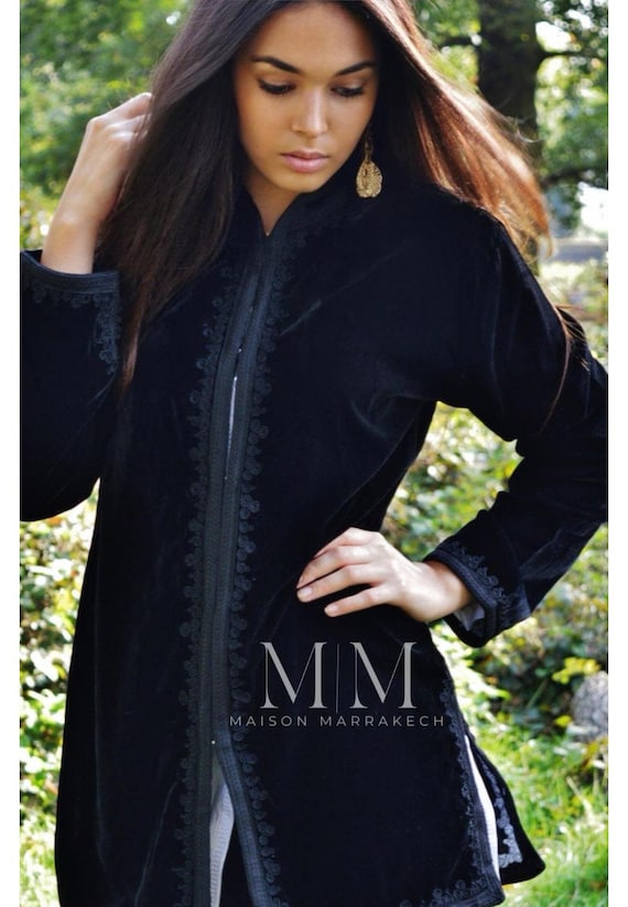 Black Velvet Luxury Jacket Black Embroidery-nadia-bohemian, Jacket