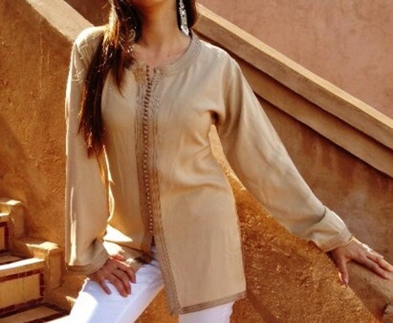Summer Dress Magrib Beige Tunic Shirt -loungewear, resortwear, casualwear, birthday, honeymoon, Easter gifts,,,Summer dress,,Gifts for her