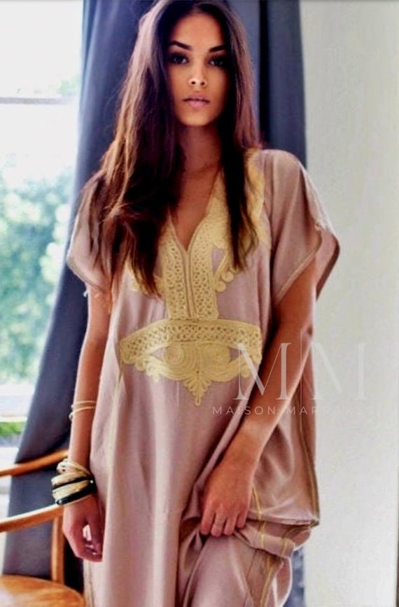 Summer Dress Kaftan Beige Marrakech Resort Caftan Kaftan -beach cover ups, resortwear,loungewear, maxi dresses, vacation dress, plus size