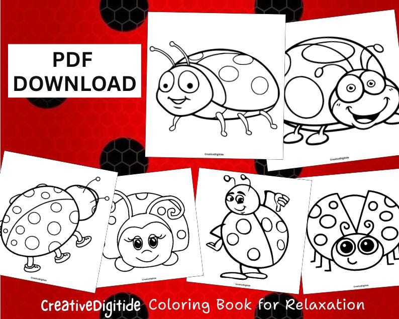 Ladybug Coloring Book for Kids, Screenfree Activities, Relaxing Bold