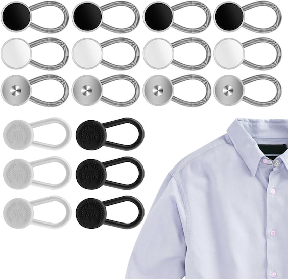 18PCS Metal Collar Buttons Extenders Elastic Button Extender Neck Extenders for Shirt Dress Coat