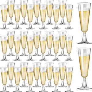 Kunststoff Champagner Flöten 40er Pack Einweg Champagner Gläser 5,5 Unzen Klar Kunststoff Mimose Gläser Hochzeit Cocktailbecher Schütten für Verlobung