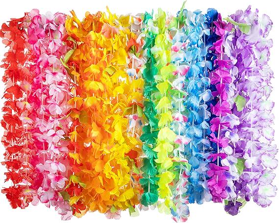 Hawaii-Lei Aus Stoff – 110 Cm Bunte Blumengirlande Für Luau-Partys, Kostüme & Deko