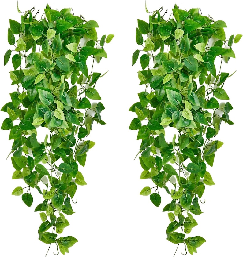 Fake Hanging Plants Vines(2pcs)for Room Decor, Artificial Ivy Greenery ...