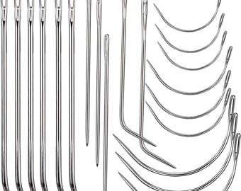 20 Pcs Leather Sewing Needles,Heavy Duty Sewing Needles Kit Include Curved Leather Needle,Sack Needle,Hand Sewing Needle,Leather Needles