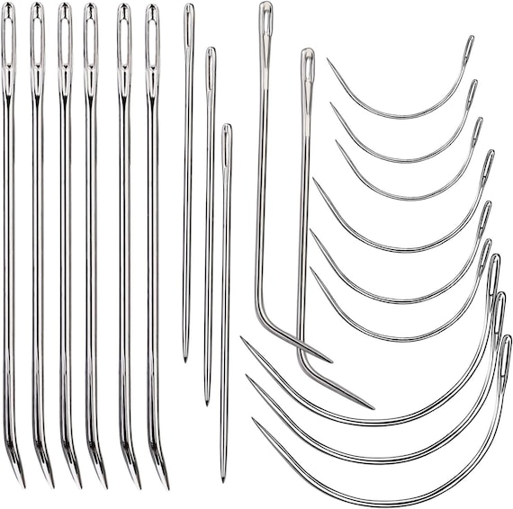 20 Pcs Leather Sewing Needles,Heavy Duty Sewing Needles Kit Include Curved Leather Needle,Sack Needle,Hand Sewing Needle,Leather Needles