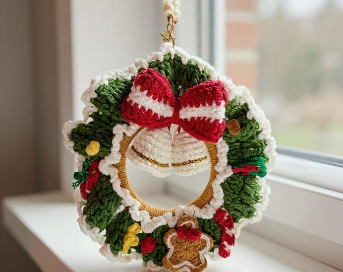 Crochet Christmas tree Car Hanging: Handmade Boho Rearview Mirror Charm