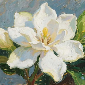 Hand-painted Magnolia Oil Painting on Canvas: Floral Wall Art - Etsy