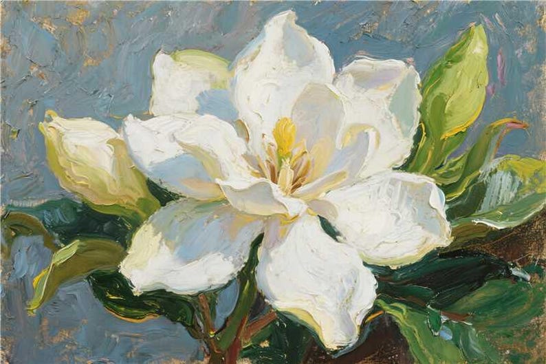 Hand-painted Magnolia Oil Painting on Canvas: Floral Wall Art - Etsy