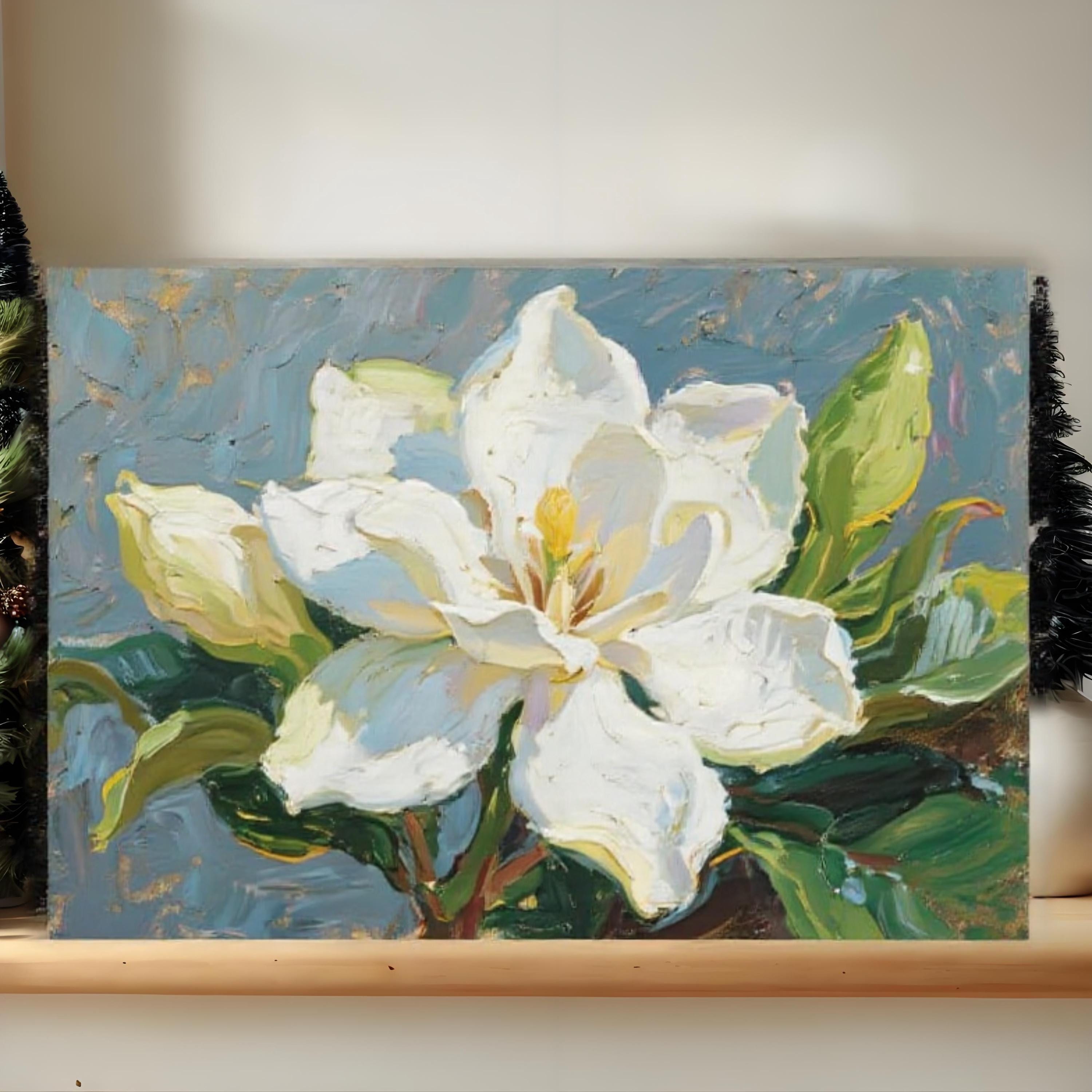 Hand-painted Magnolia Oil Painting on Canvas: Floral Wall Art - Etsy