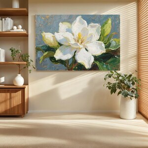 Hand-painted Magnolia Oil Painting on Canvas: Floral Wall Art - Etsy
